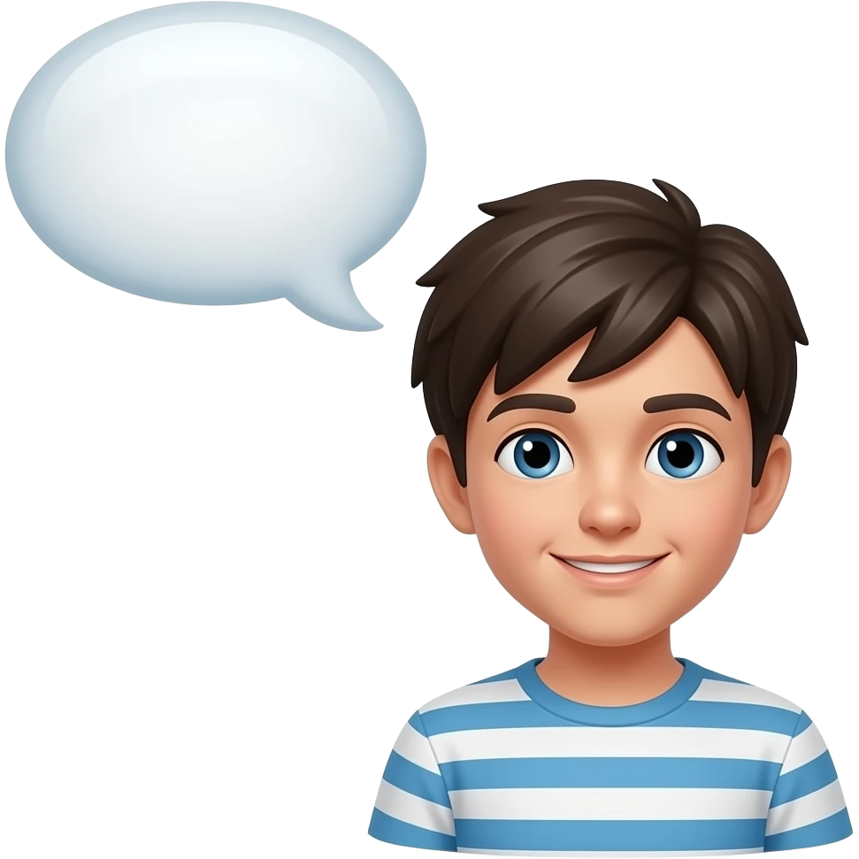 Boy with a speaking bubble above her emoji