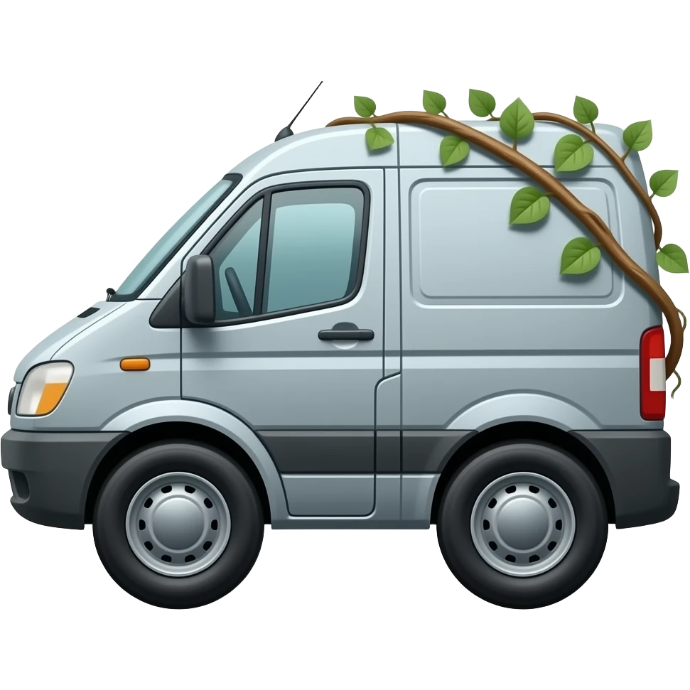 rusty silver van side view with vines emoji