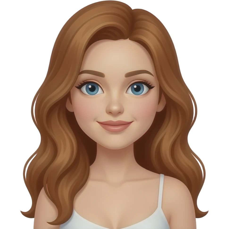 Emoji de una mujer bonita con cabello cobrizo largo emoji