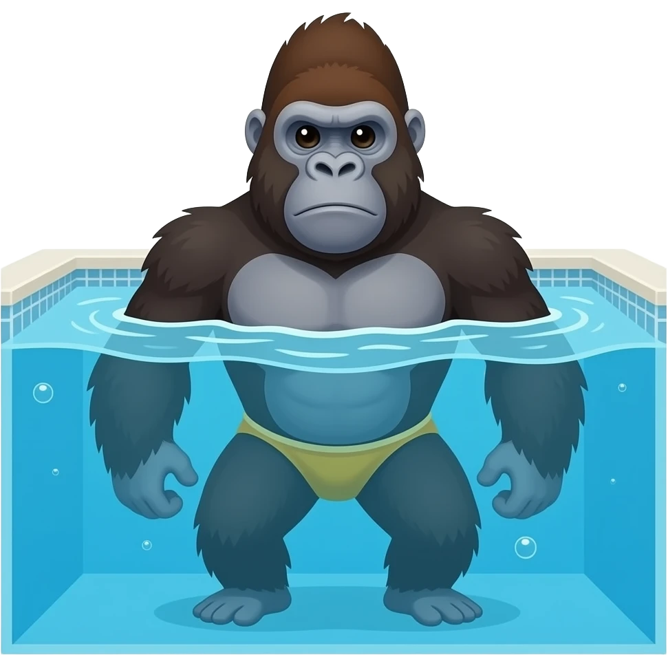 gorilla swimming in a swimming pool on vacation emoji