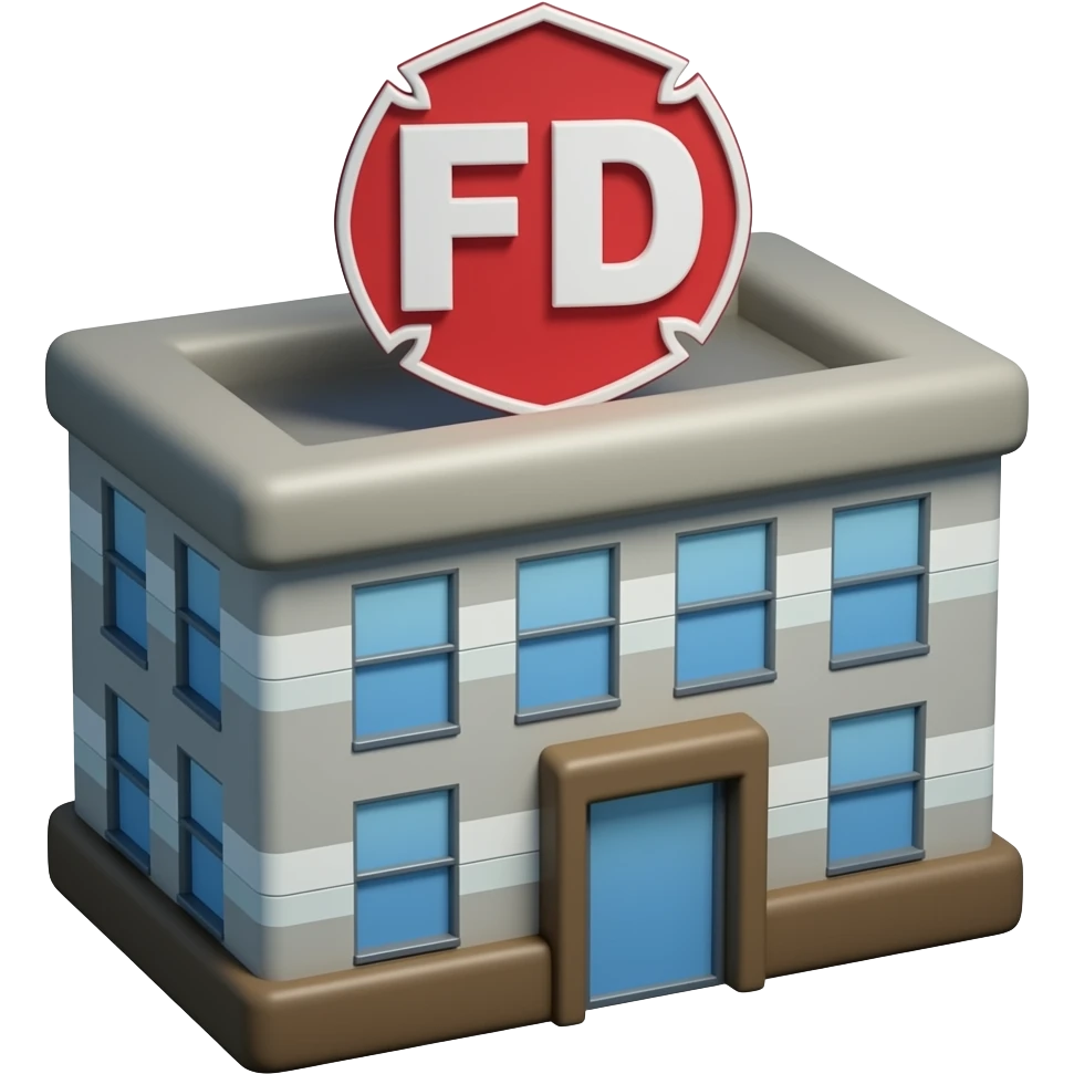 Fire department 3d building names FD emoji no background emoji