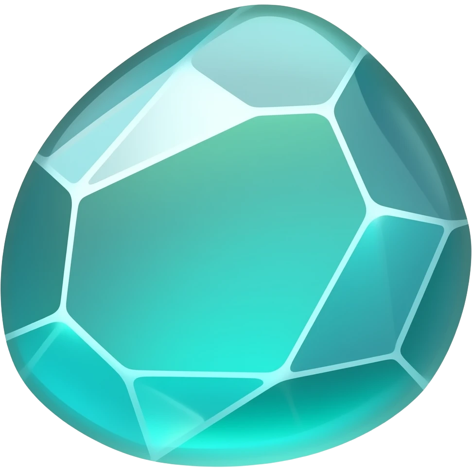Clear-teal glassy stone emoji