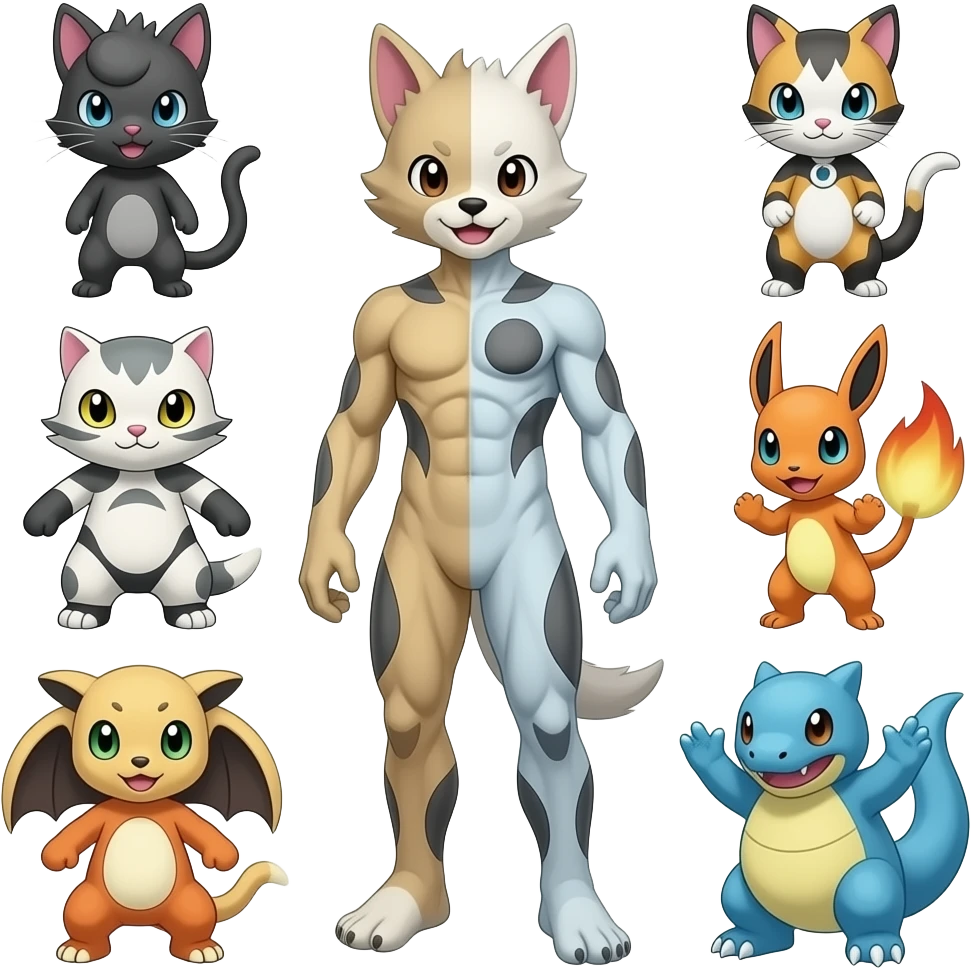 Houndour-Torracat-Zorua-Salandit-Flareon-Fakémon-Digimon-fusion (full body) emoji