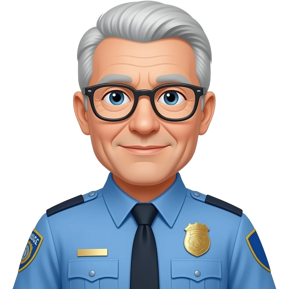 old man Police With glasses wearing blue uniform emoji