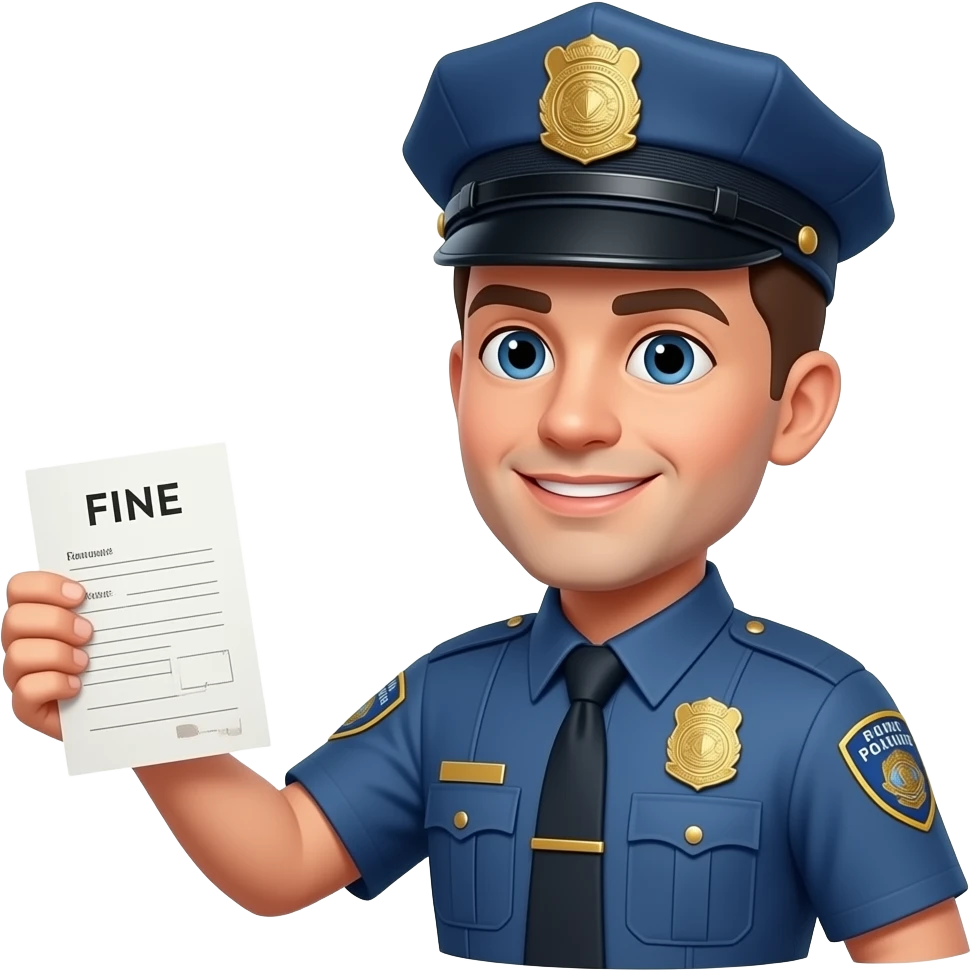 A police with a fine, 3D glossy Apple Genmoji style, soft shadows, white background, no text. emoji