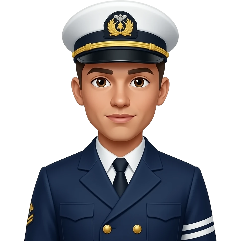 a BSMT male student with a tan skin and a clean cut with his maritime uniform emoji