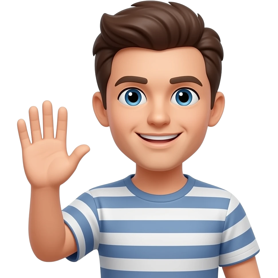 Hello with hand emoji