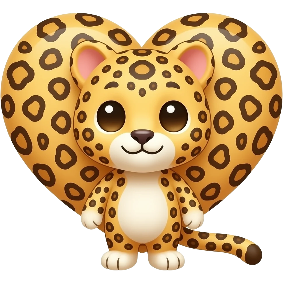 Cute heart leopard emoji