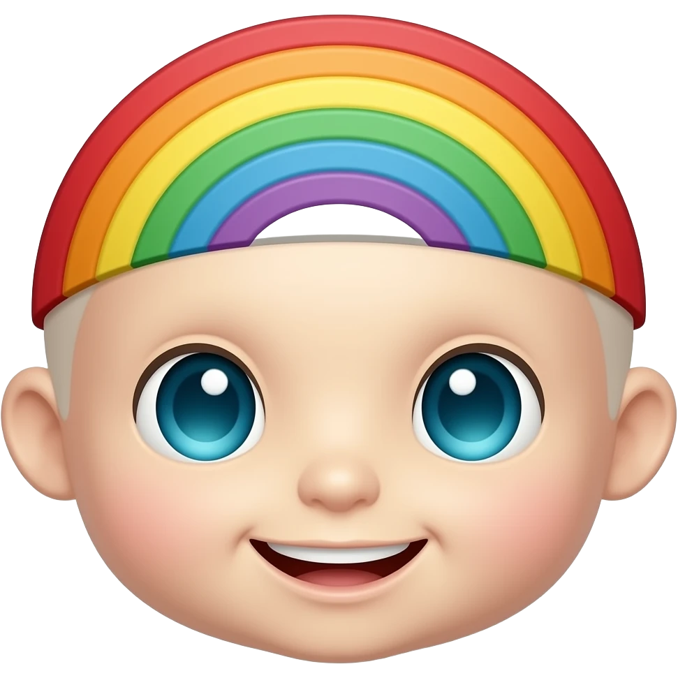 Rainbow chibi paper dolls connected at the hands emoji