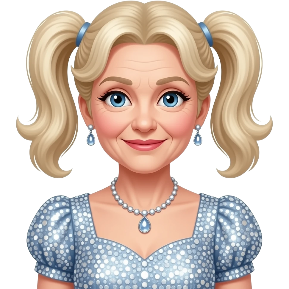 fancy blonde old lady with twintail portrait front emoji