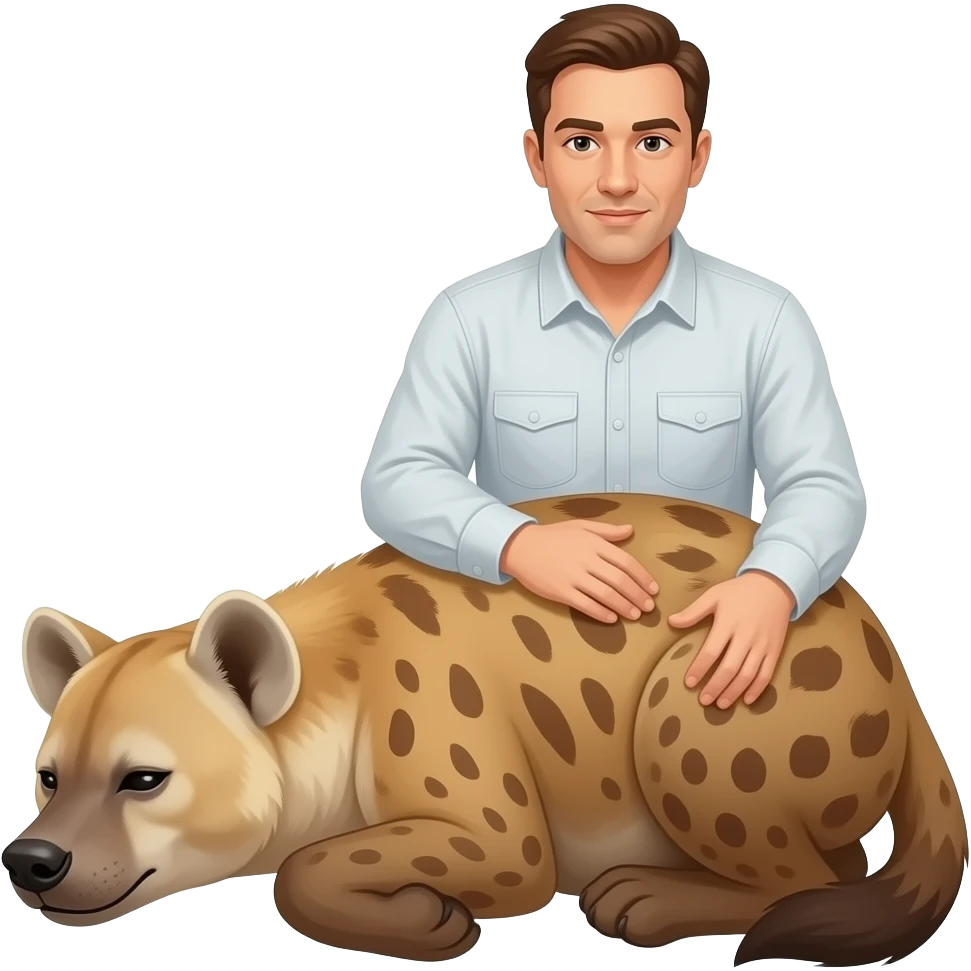 A human puting their leg inside a sleeping hyenas ass emoji