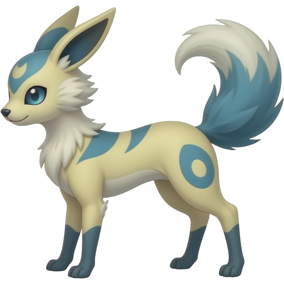 Slim thin lanky elegant oriental feral painted Absol-Litten-Fennekin-Sylveon-hybrid-animal emoji