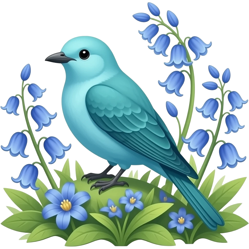 Sky teal Blue bells flowes emoji