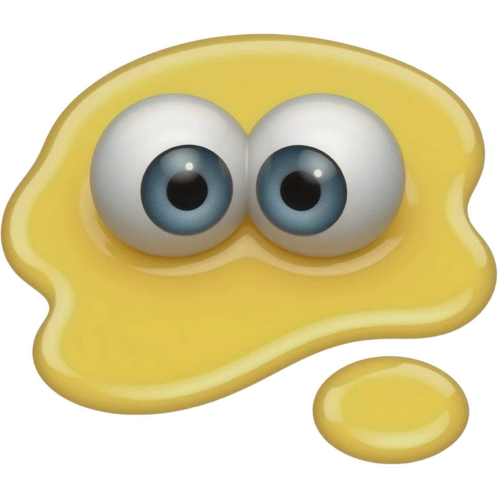 A melted into a puddle of yellow liquid. 2 eyeballs is on the puddle emoji
