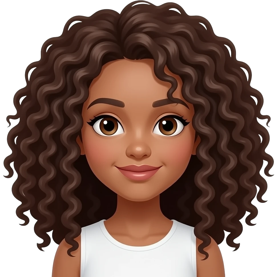 girl with big brown curly hair styled emoji
