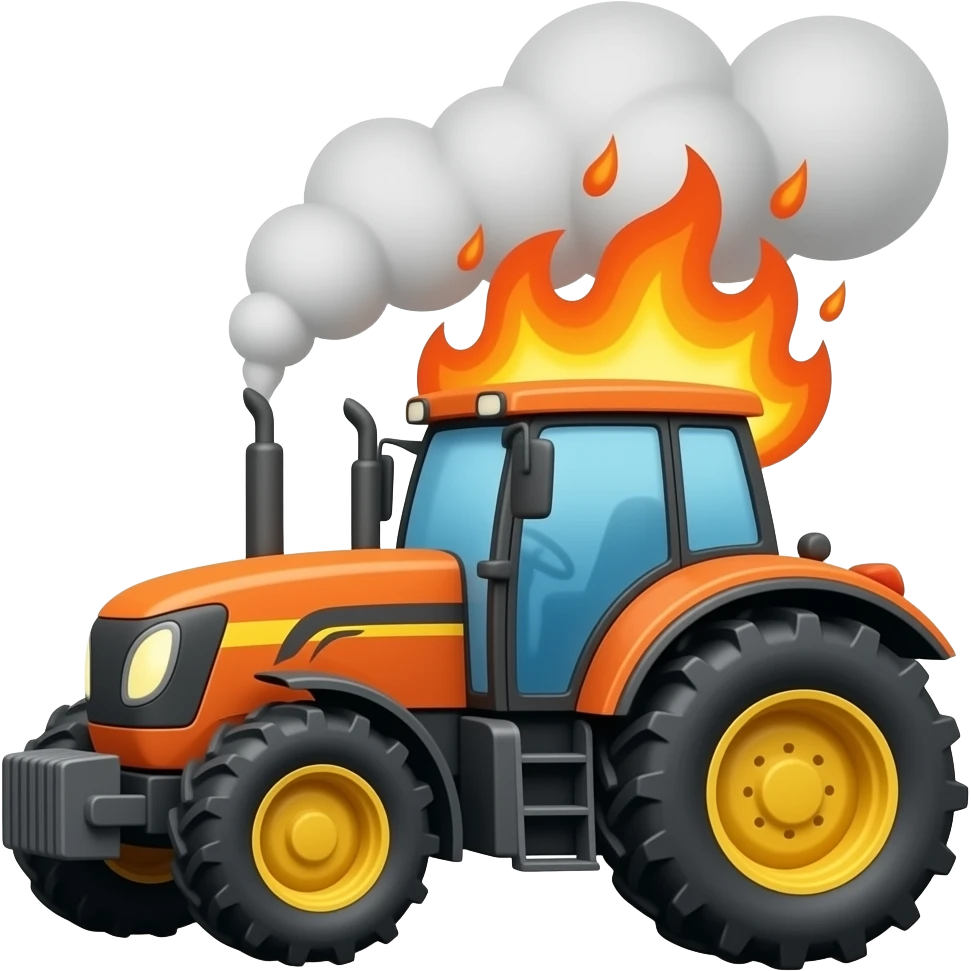 Burning tractor less detail emoji