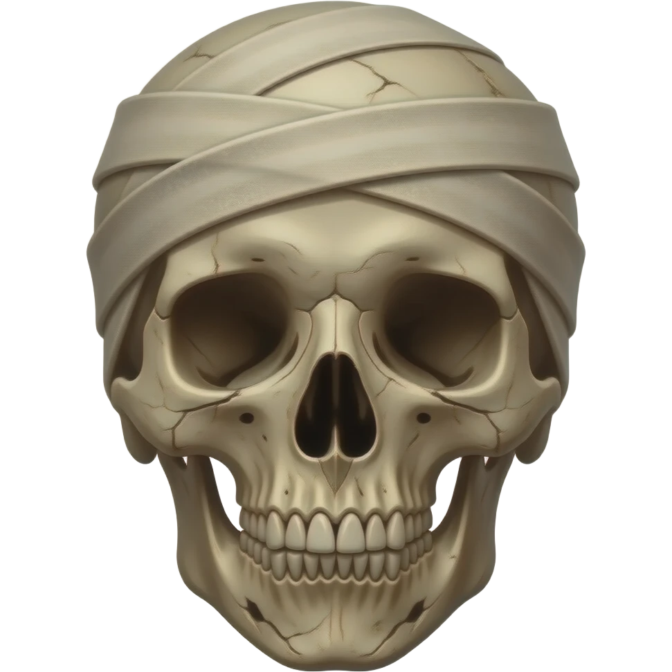 realistic mummy, head only, rotting face partially showing emoji