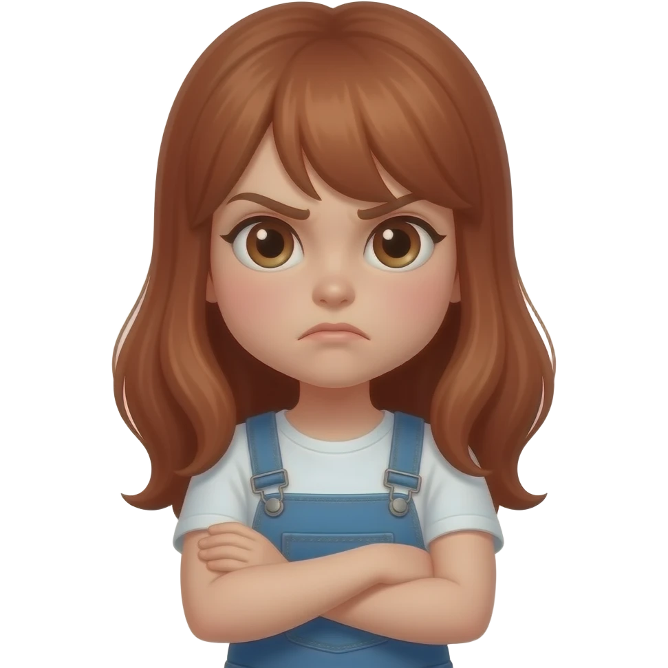 Annoyed girl with redish brown hair with arms crossed emoji