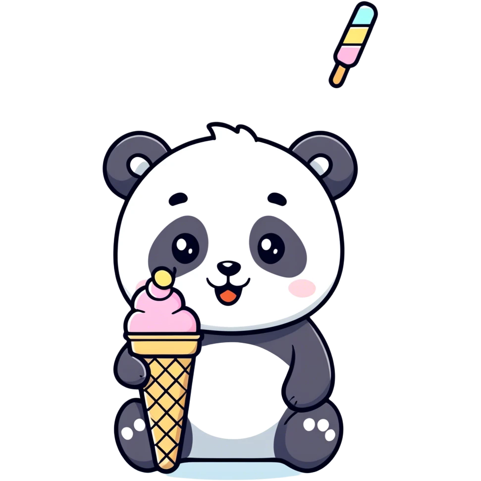 Panda eating ice cream emoji