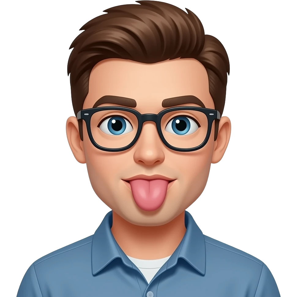 Brown hair guy with glasses sucking dick emoji