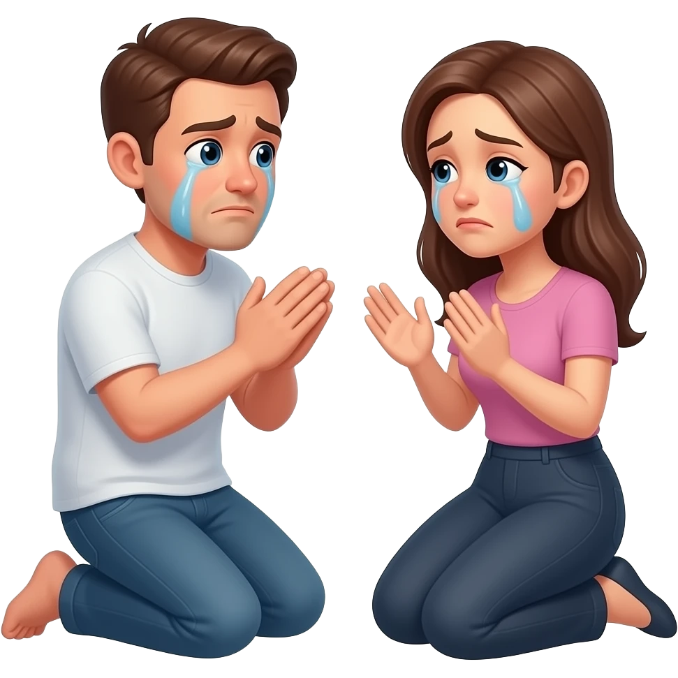 A broken man asking forgiveness to his wife while kneeling emoji | AI ...