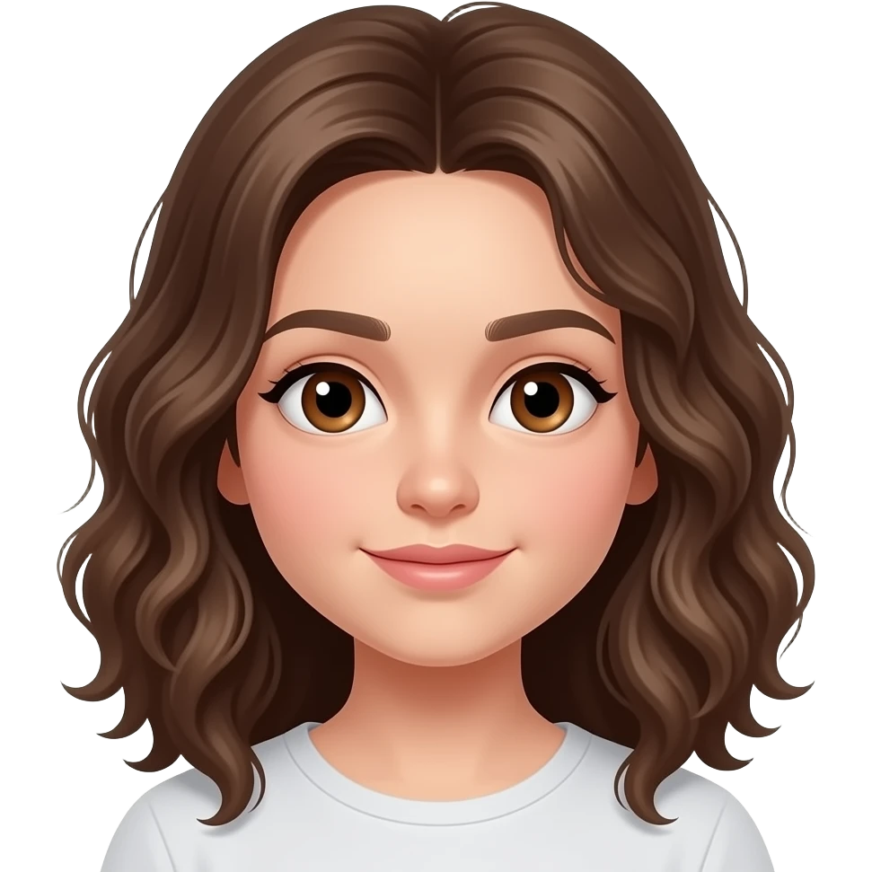 Chica de tez blanca con la mitad de pelo lacio u la otra mitad chino con ojos cafés emoji