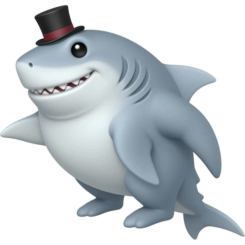 Shark with a top hat emoji