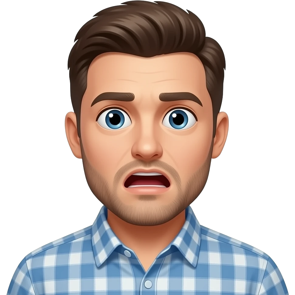 Change his face into shocking look emoji