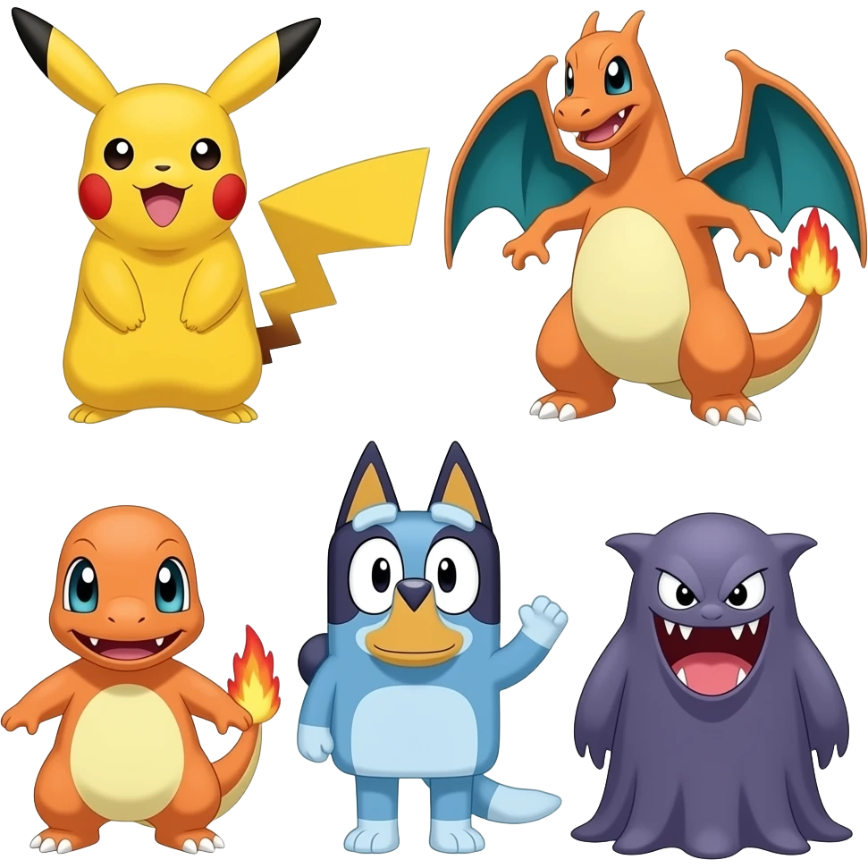 Pikachu,charizard,charmander,gengar,bluey emoji | AI Emoji Generator
