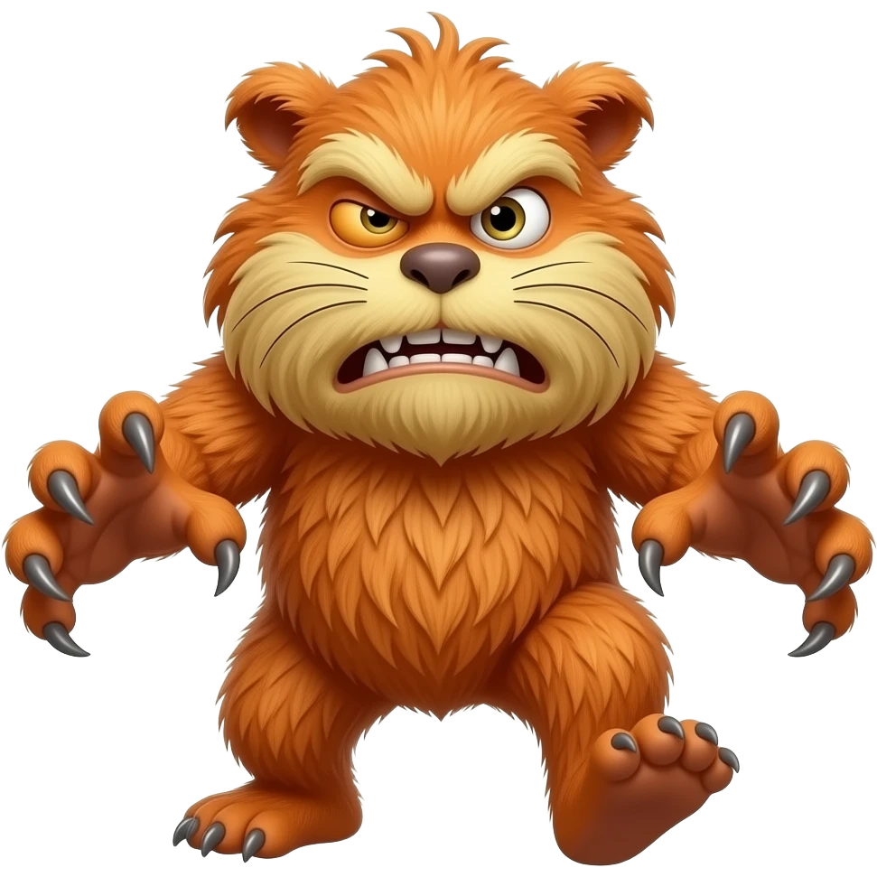Cross‑eyed, angry Lorax with his claws out, lunging toward the viewer, looking unhinged and feral.” emoji