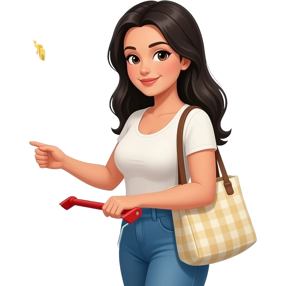 Long black hair, bigger boobs. Grocery shopping emoji