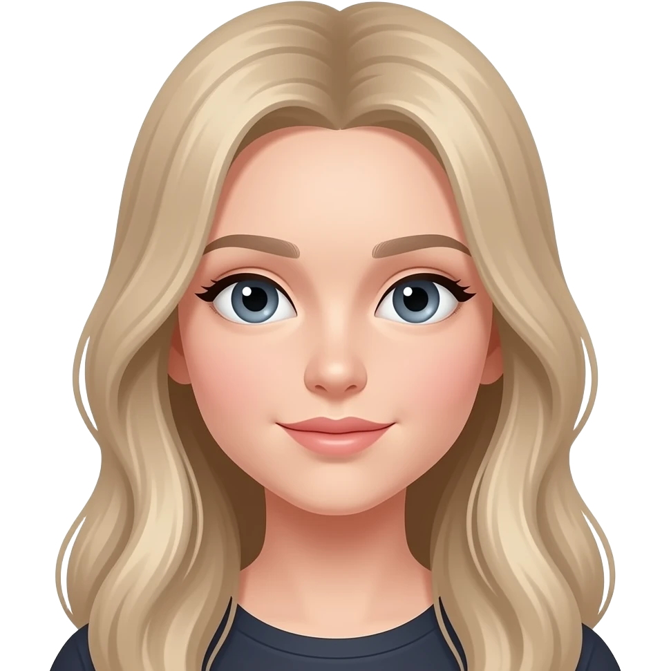 девушку с русыми длинными  волосами и темно-серыми глазами emoji