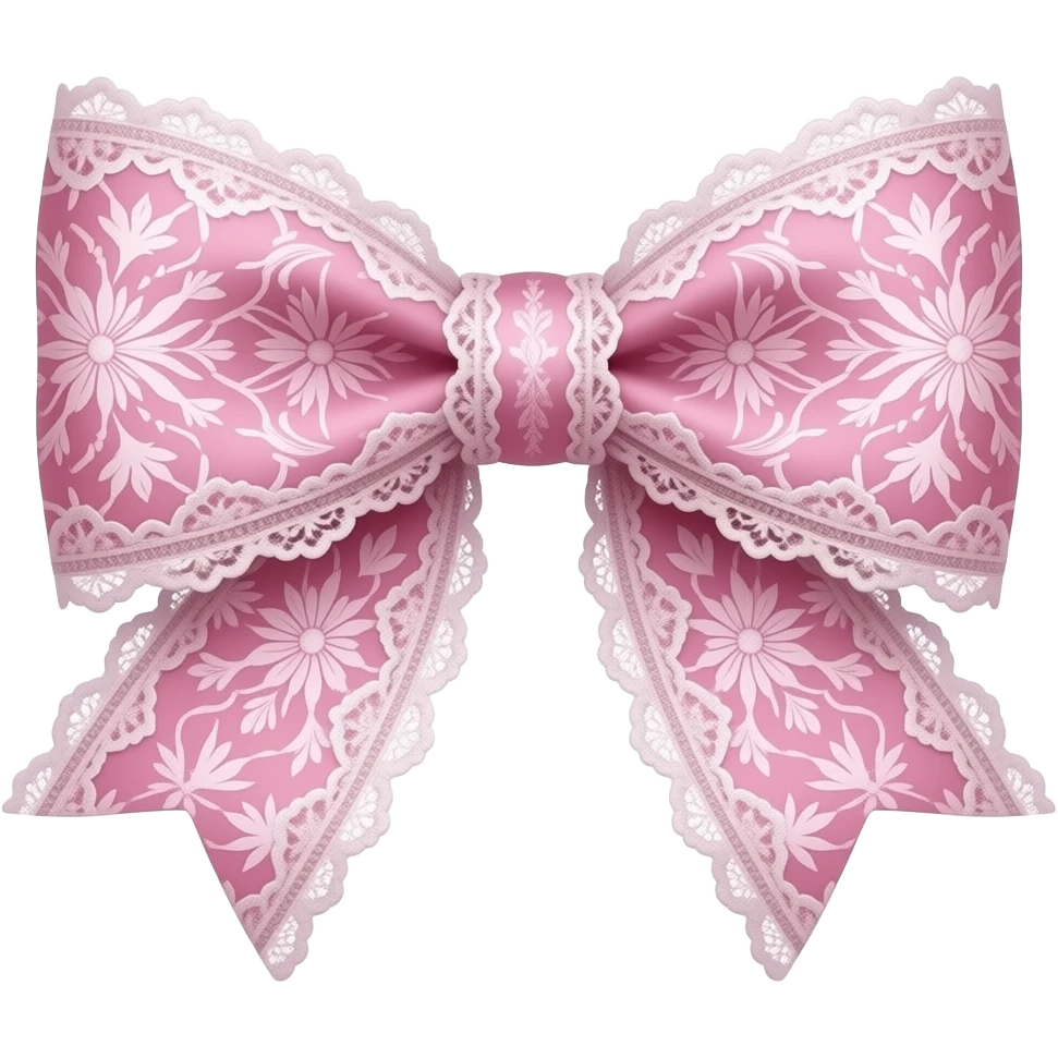 pink ombre with  tulip rococo style pattern on bow lace coquette bow emoji