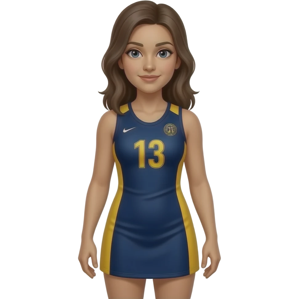Netball player add a short lenght dress in navy and yellow emoji