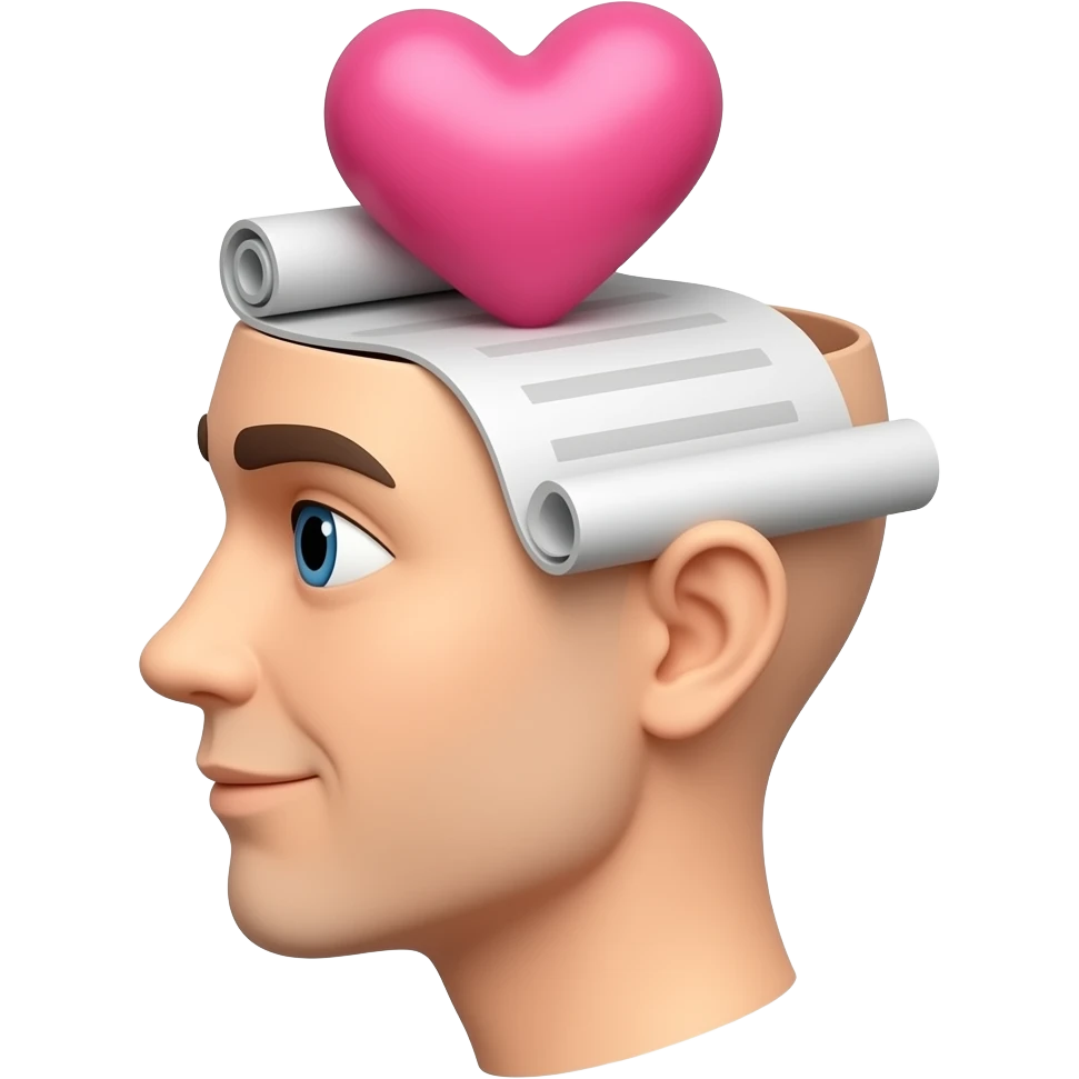 make a scroll on top of a head and heart emoji