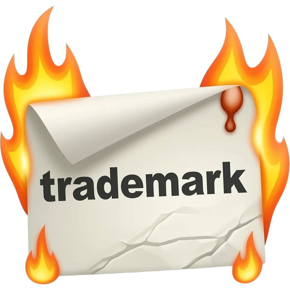 burning "trademark" paper emoji