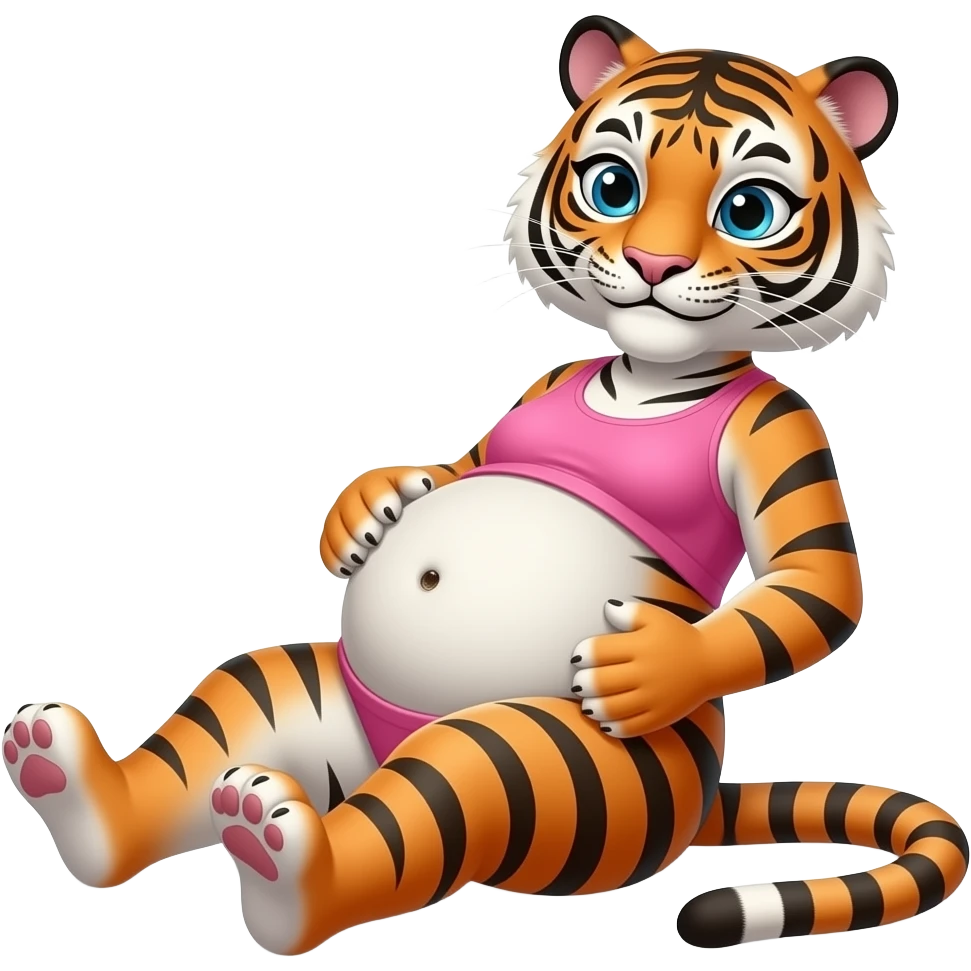 Make this Tiger girl get stuffed,her belly will be so big it would look like she has pregnancy bloating,dare to tickle that Tiger girl’s bellybutton,her gut rumbling echoes loud so you can listen to that full tummy,Tiger girl rolls around. emoji