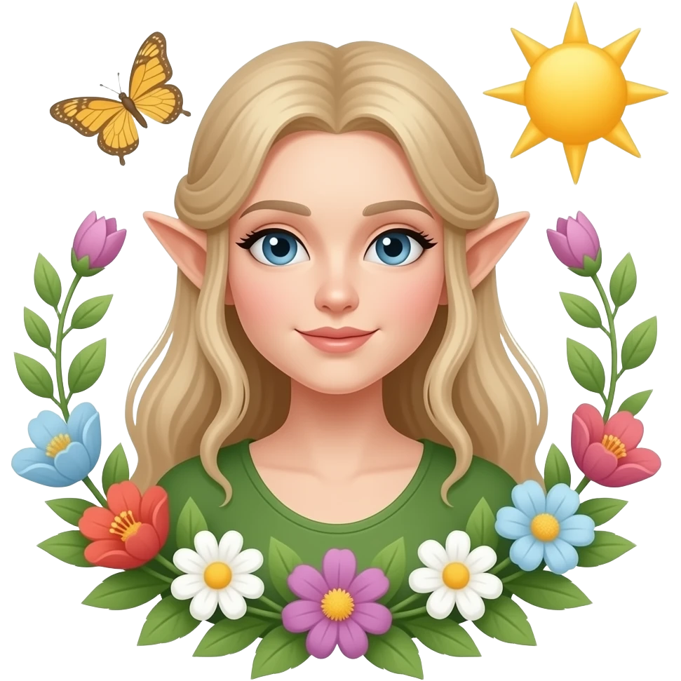 🧝🏻‍♀️🌸🌳🦋🌞 emoji