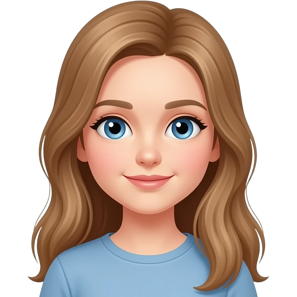 Girl emoji with light brown long hair, blue eyes emoji | AI Emoji Generator