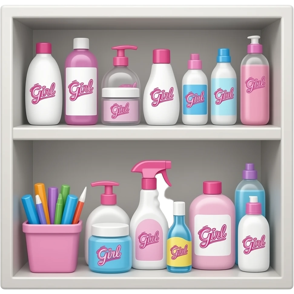 shelf packed with clean girl items emoji