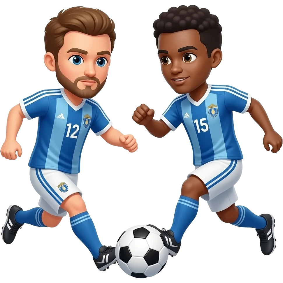 2 SOCCER PLAYERS OF THE SAME TEAM DOING A CONTRATTACK WITH A Ball emoji