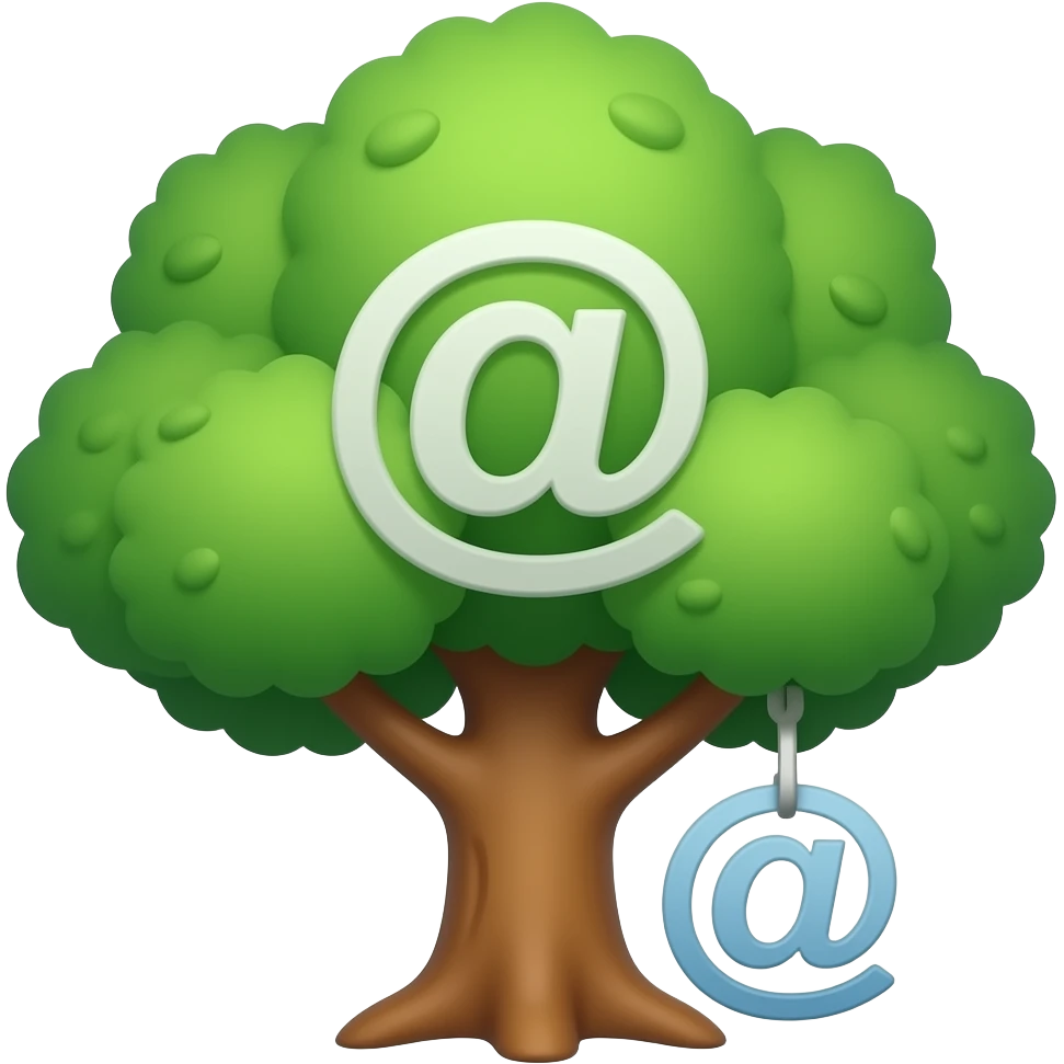 편지 아이콘 ✉️이 매달려있는 나무(배경 X,나무를 좀 더 이모지스럽게) emoji
