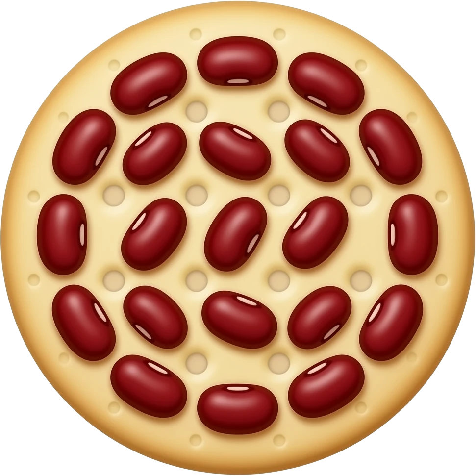 Круглые белые хлебцы с много красной фасолью emoji