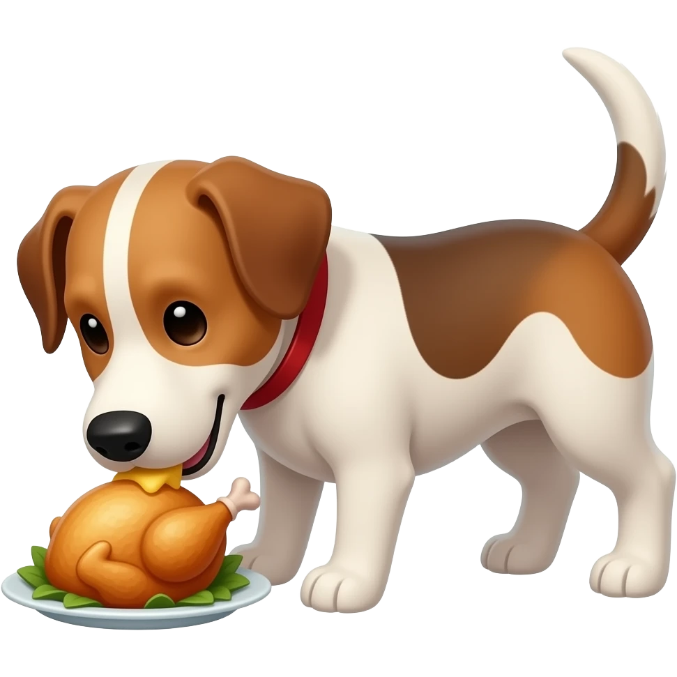 dog eating chicken emoji