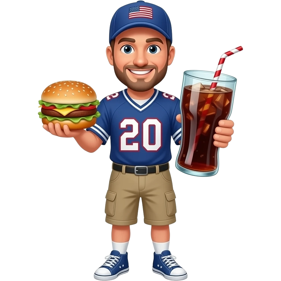 Create an Apple-style 3D emoji of a cheerful American man wearing a ...