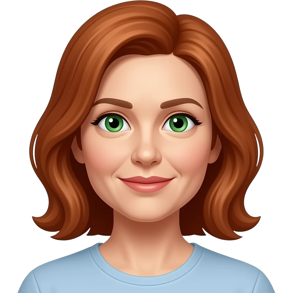 older female shoulder length red hair green eyes emoji