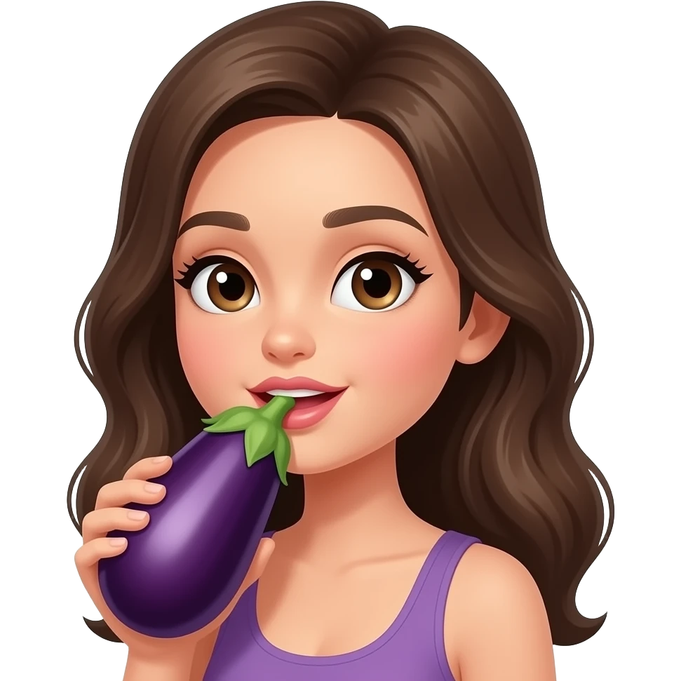 Brown girl lick eggplant emoji