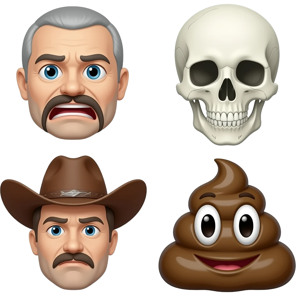 🤑🤮☠️😬🤠🌙💩 emoji