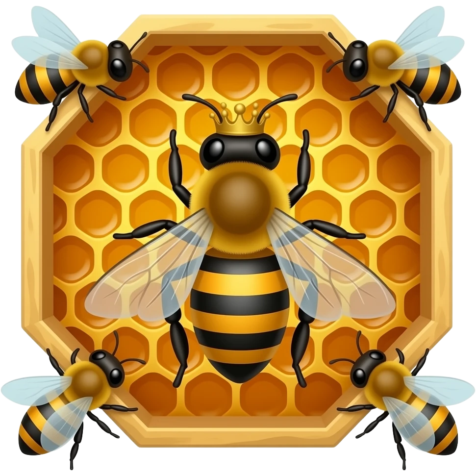 Queen bee laying bees in hive emoji