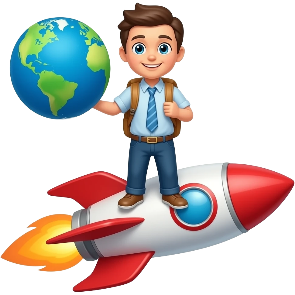 вчительз глобусом з портфелем на ракет emoji